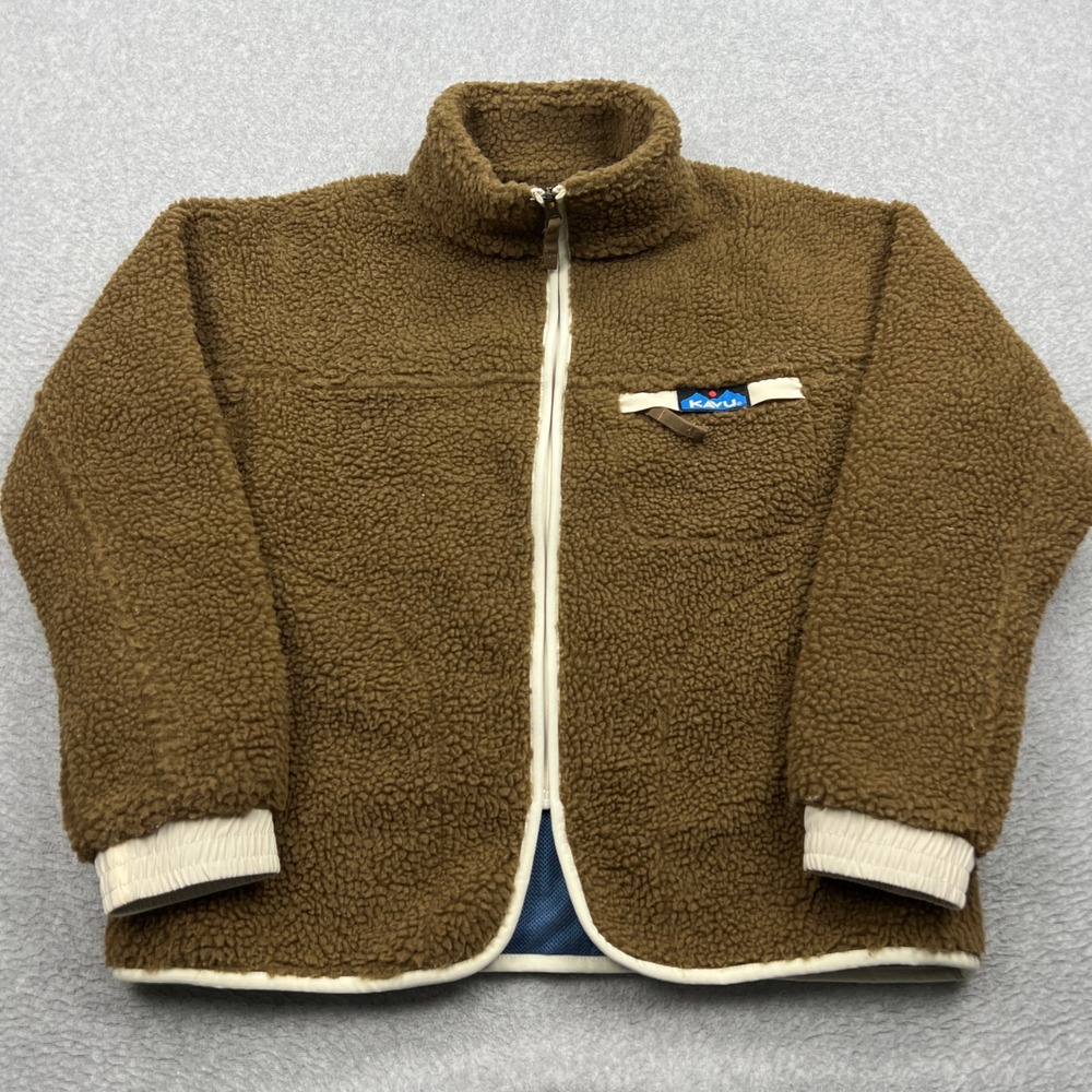 Kavu Pinesdale Fleece Womens Small Brown High‎ Pile Sherpa Full Zip Mock Jacket